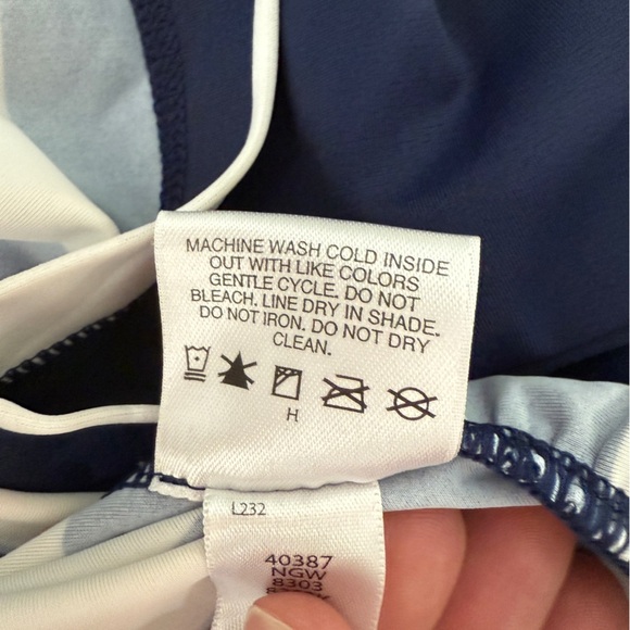 Hanna Andersson Navy & White Long Sleeve Striped Rash Guard Swim Top {12/14} - Picture 4 of 5